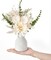 Small Artificial Flowers in Ceramic Vase 13.5" Centerpieces Coffee Table Decor, Silk Flower Arrangements for Home Decor Indoor Fake Flower Bouquet for Dining Room Kitchen Wedding, White